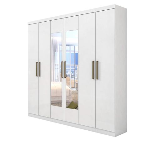 Guarda-Roupa-Com-Espelho-e-Pes-6-Portas-3-Gavetas-Jazz-Branco---Lopas